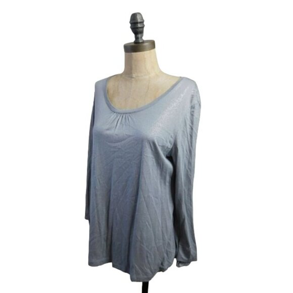 Chico's Size M Medium (1) Silver Sparkle Ruched Scoop Neck Knit Top - Picture 2 of 2